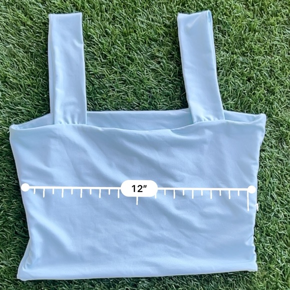 Spandex / Stretch Square Neck Crop Tank Top Light Blue Size M - Picture 4 of 6